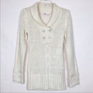 Bongo Y2K Pullover Cream Knit Sweater Juniors Size Medium